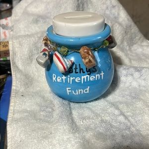 Blue Retirement Fund Jar with Charms
